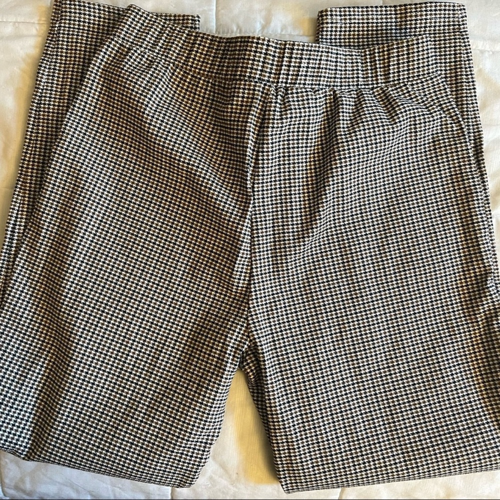 Houndstooth Pattern Brown White Black Dress Pants